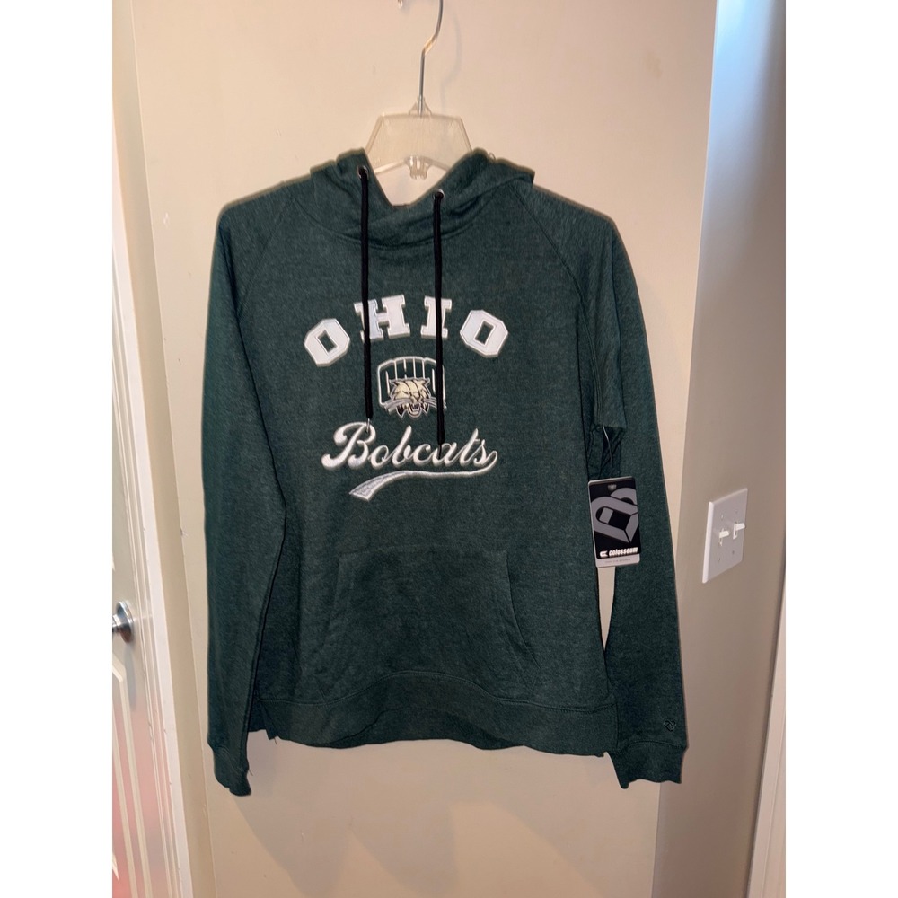 Colosseum Ohio Bobcats Hoodie Womens Large Green NCAA Embroidered DKFH30313 NWT